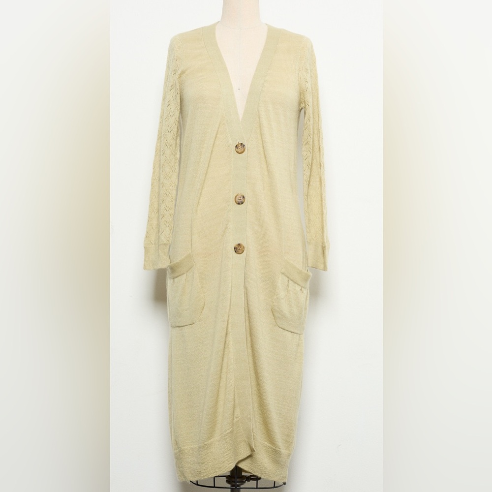 Deep V-neck Long-sleeve Long Cardigan 100% Cashmere [NEW]